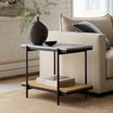 Black Metal Base Side Table with Marble & Wood