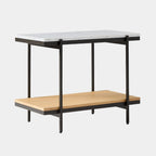 Black Metal Base Side Table with Marble & Wood