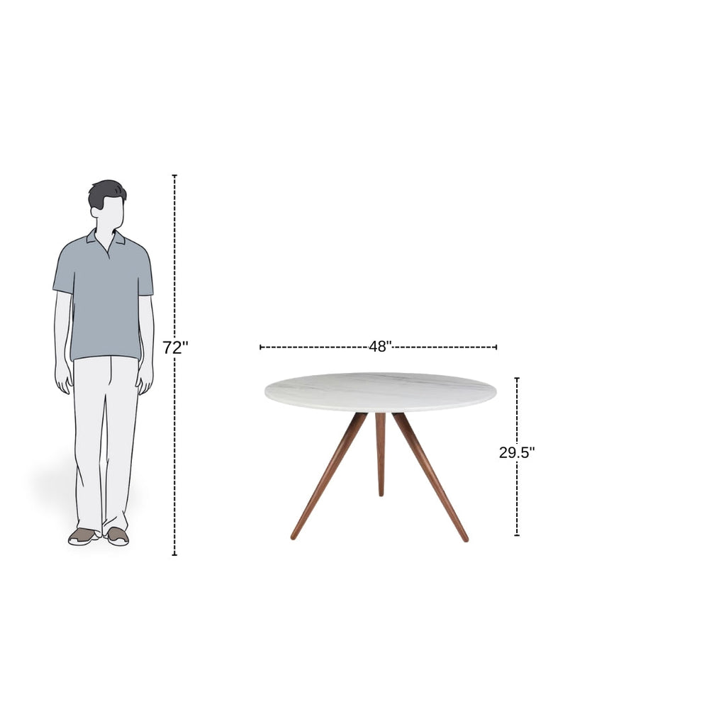 Marble Top Angled Wood Leg Table

