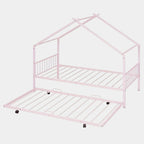 House Frame Kids Bed with Roof Style and Trundle