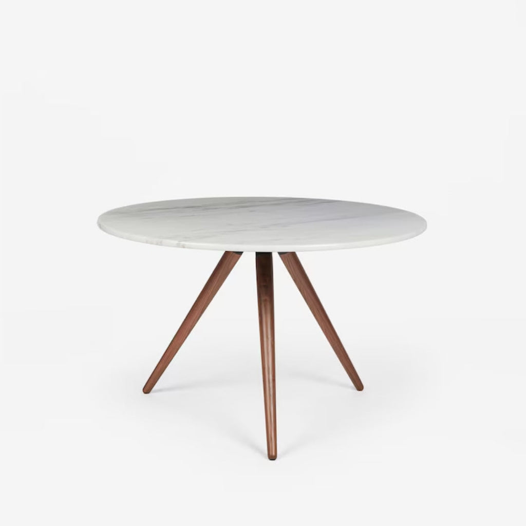 Marble Top Angled Wood Leg Table

