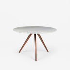 Marble Top Angled Wood Leg Table

