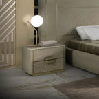 Diamond Quilted Nightstand with Marble Top