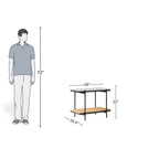 Black Metal Base Side Table with Marble & Wood