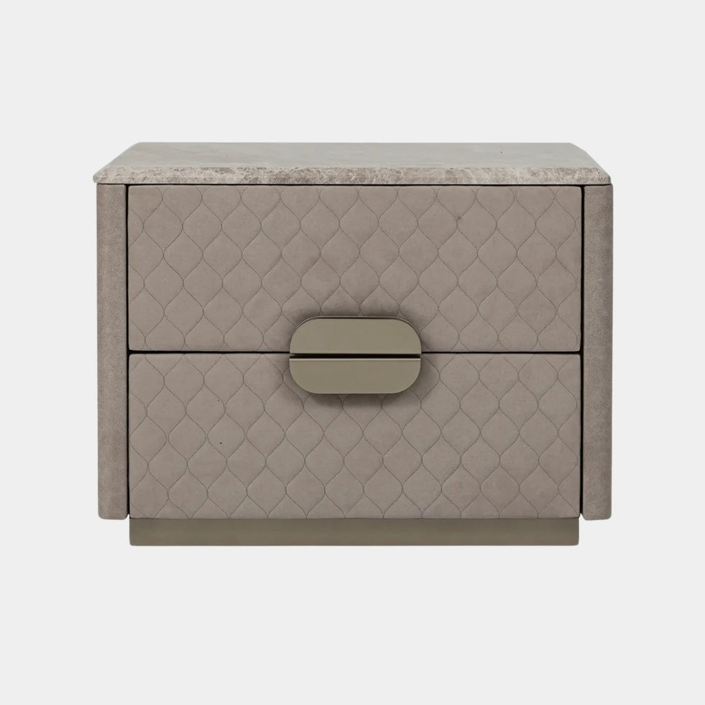Diamond Quilted Nightstand with Marble Top