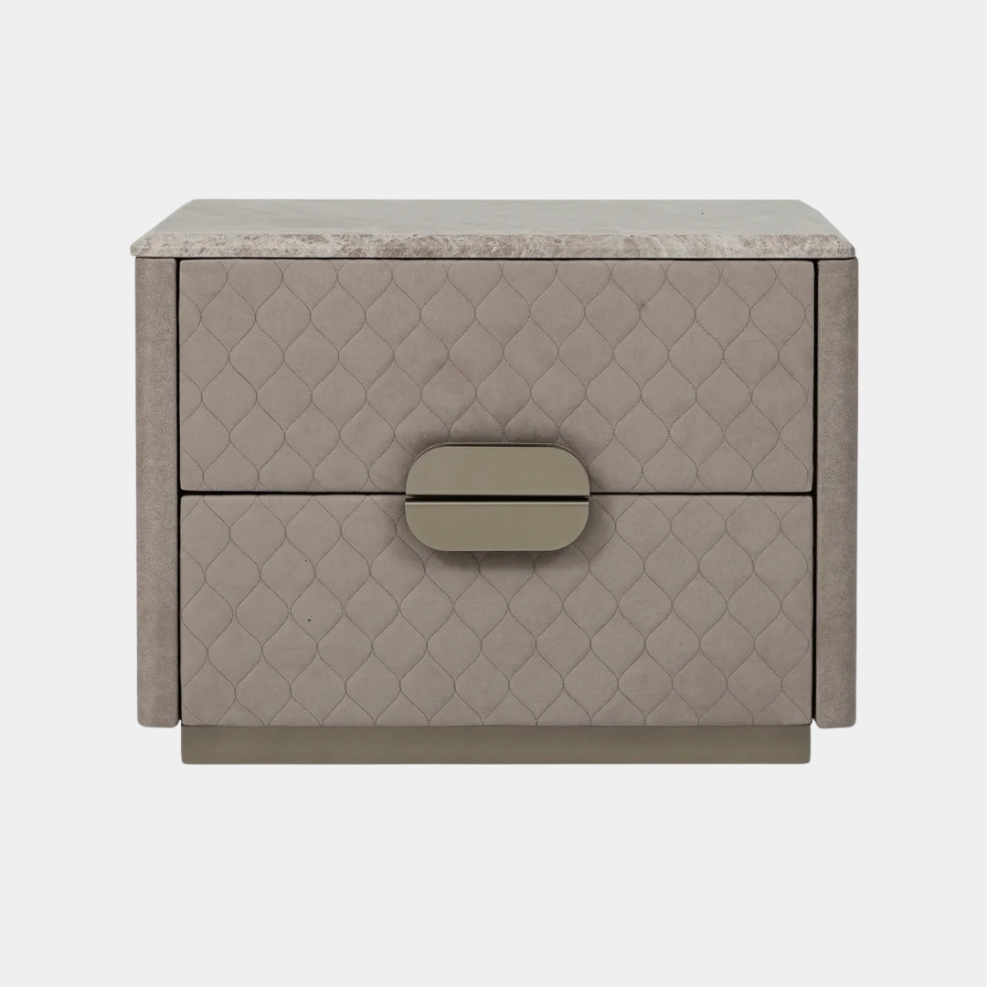 Diamond Quilted Nightstand with Marble Top