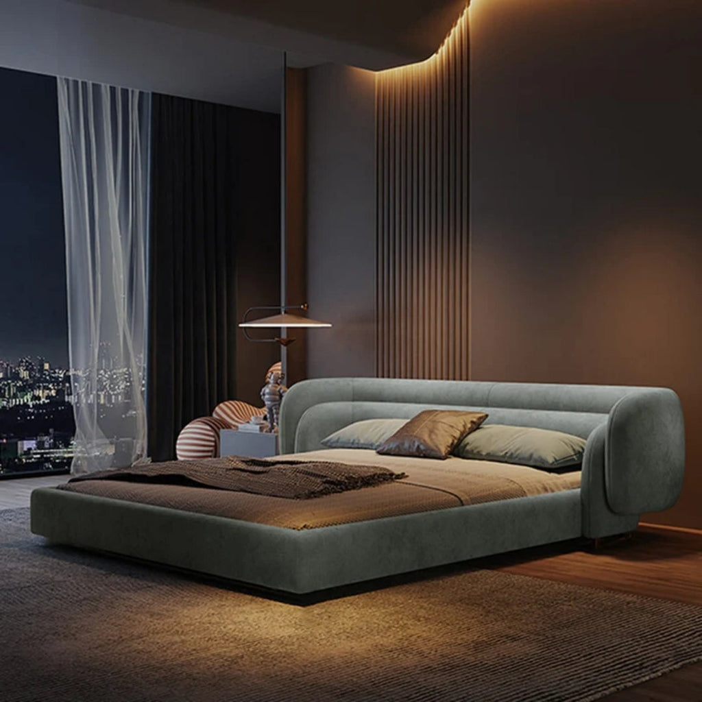 Aurora Curve Upholstered Bed with Curved Headboard