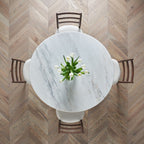 Marble Top Angled Wood Leg Table

