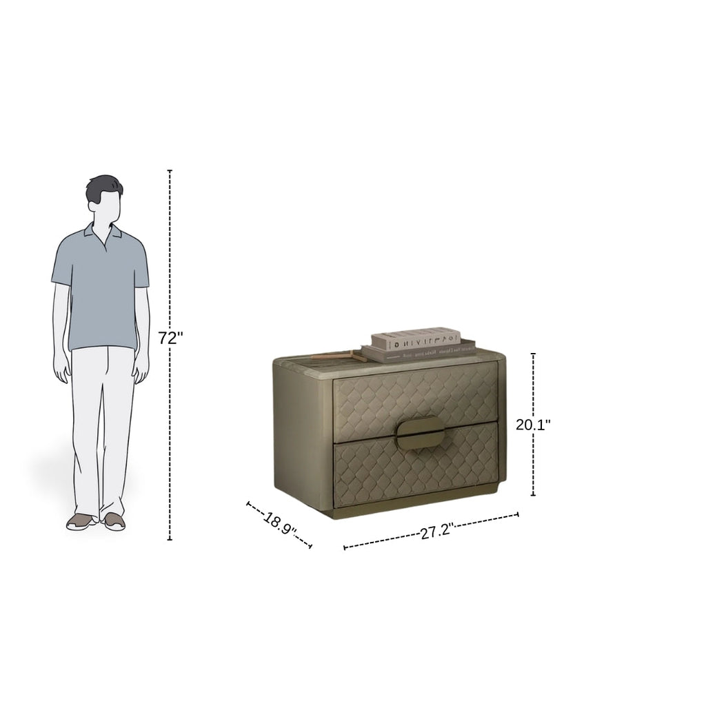 Diamond Quilted Nightstand with Marble Top