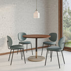 Minimal Round Cafe Table with Golden Pedestal