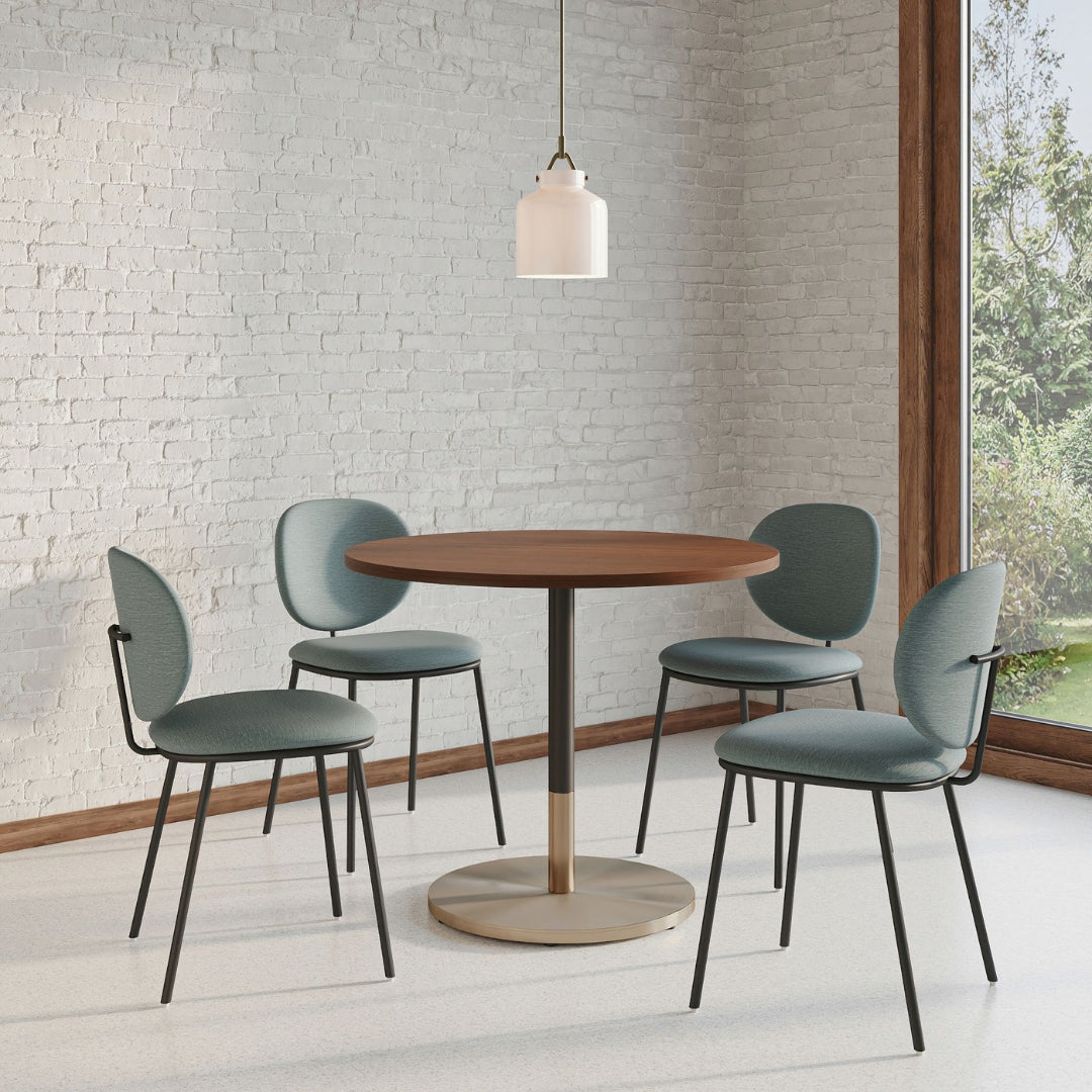 Minimal Round Cafe Table with Golden Pedestal