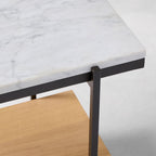 Black Metal Base Side Table with Marble & Wood