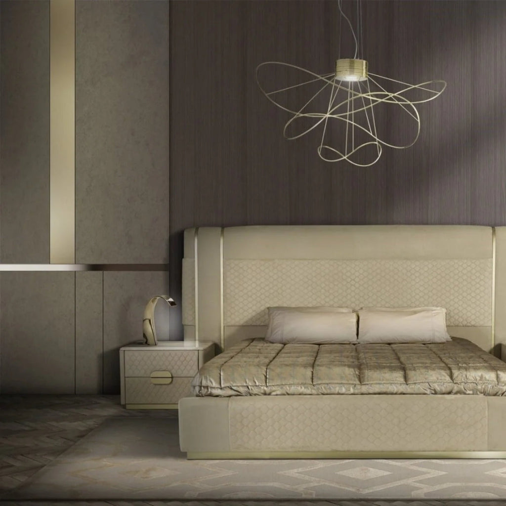 Diamond Quilted Nightstand with Marble Top