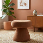 Caramel Brown Velvet Round Pouf