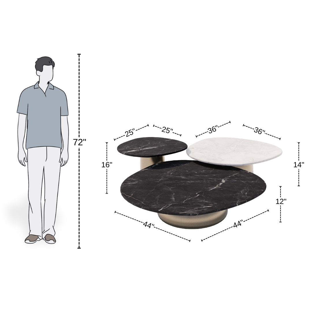 Modern Trio Coffee Table Set with Circular Base