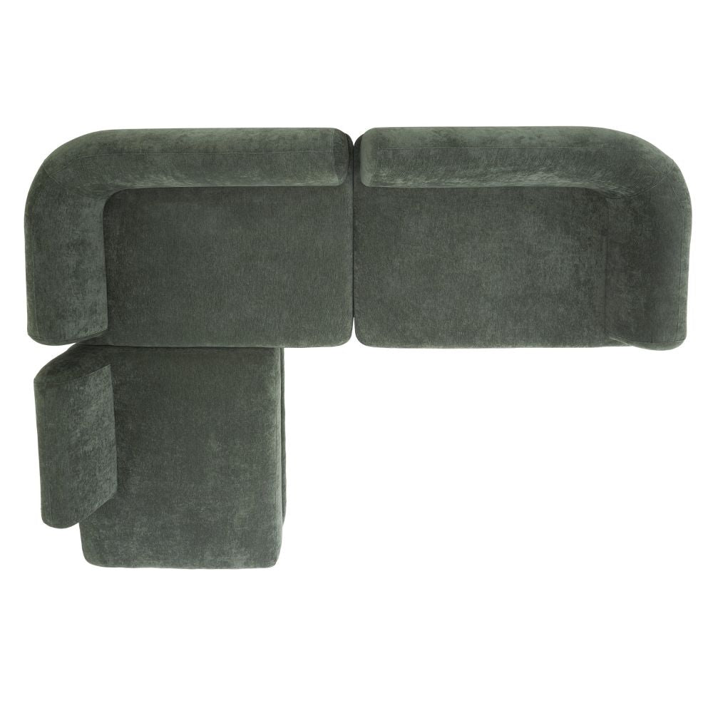 7 Seater Olive Green Upholstered L-Shape Sectional Sofa