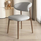 Beige Upholstered Dining Chair with Wooden Legs