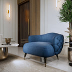 Royal Blue Quilted Velvet Upholstered Accent Chair