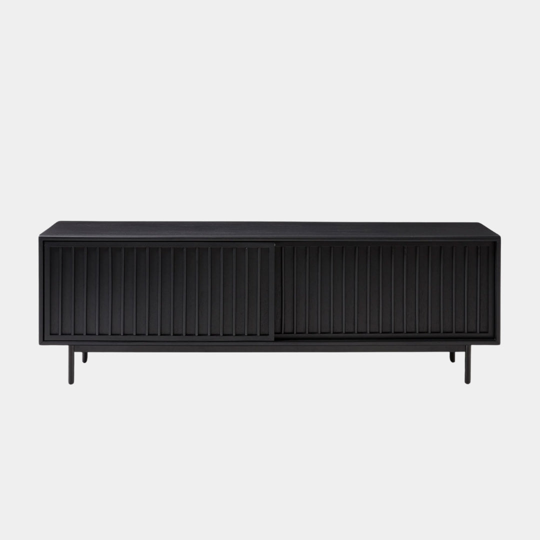 Modern Charcoal Slatted TV Unit