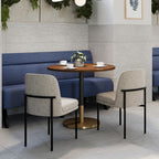 Minimal Round Cafe Table with Golden Pedestal