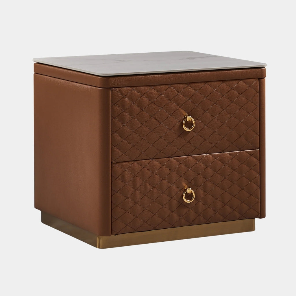 Classic Cocoa Nightstand with Gold Pulls