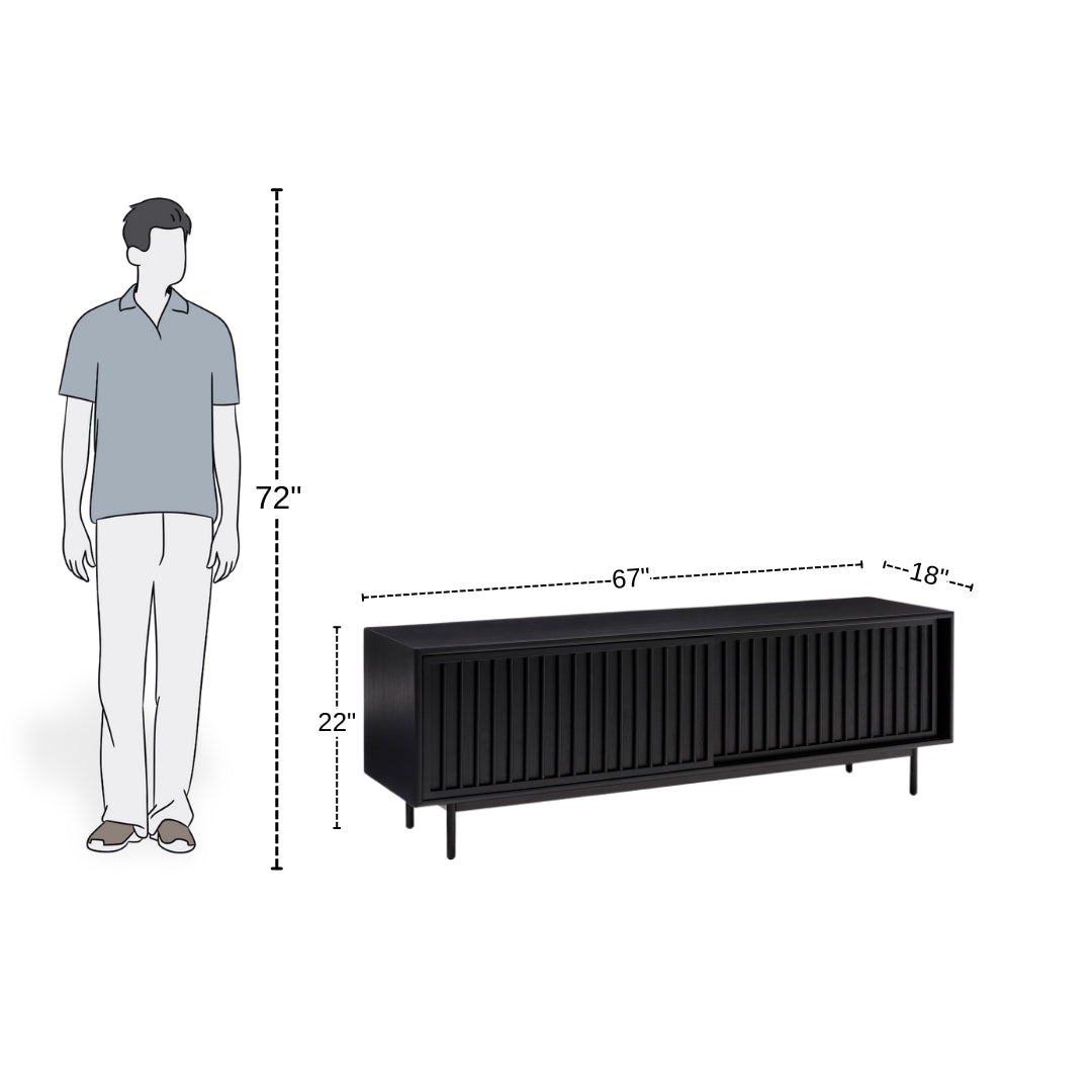 Modern Charcoal Slatted TV Unit