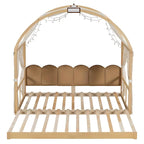 Modern Canopy Kids Bed With Extendable Trundle