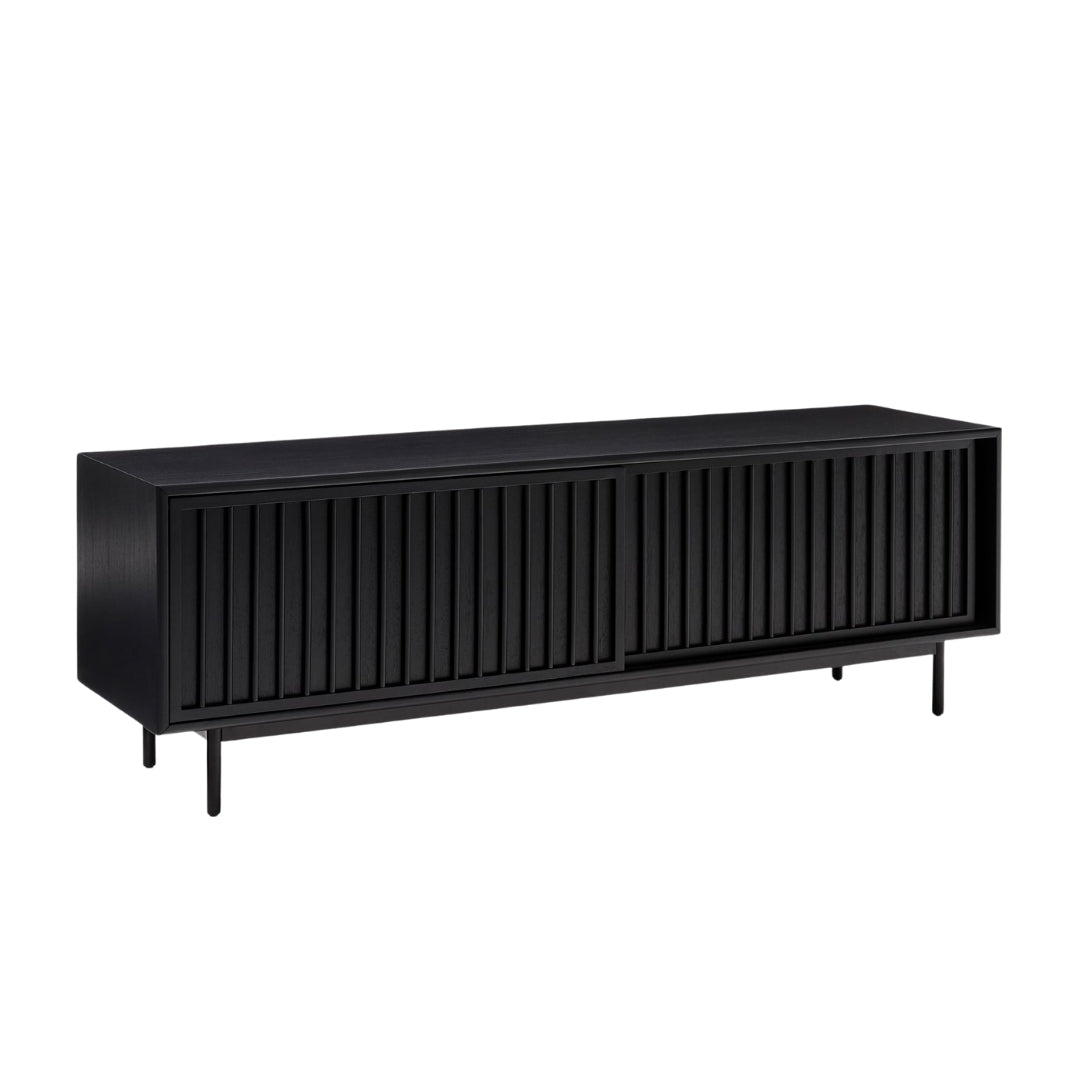 Modern Charcoal Slatted TV Unit