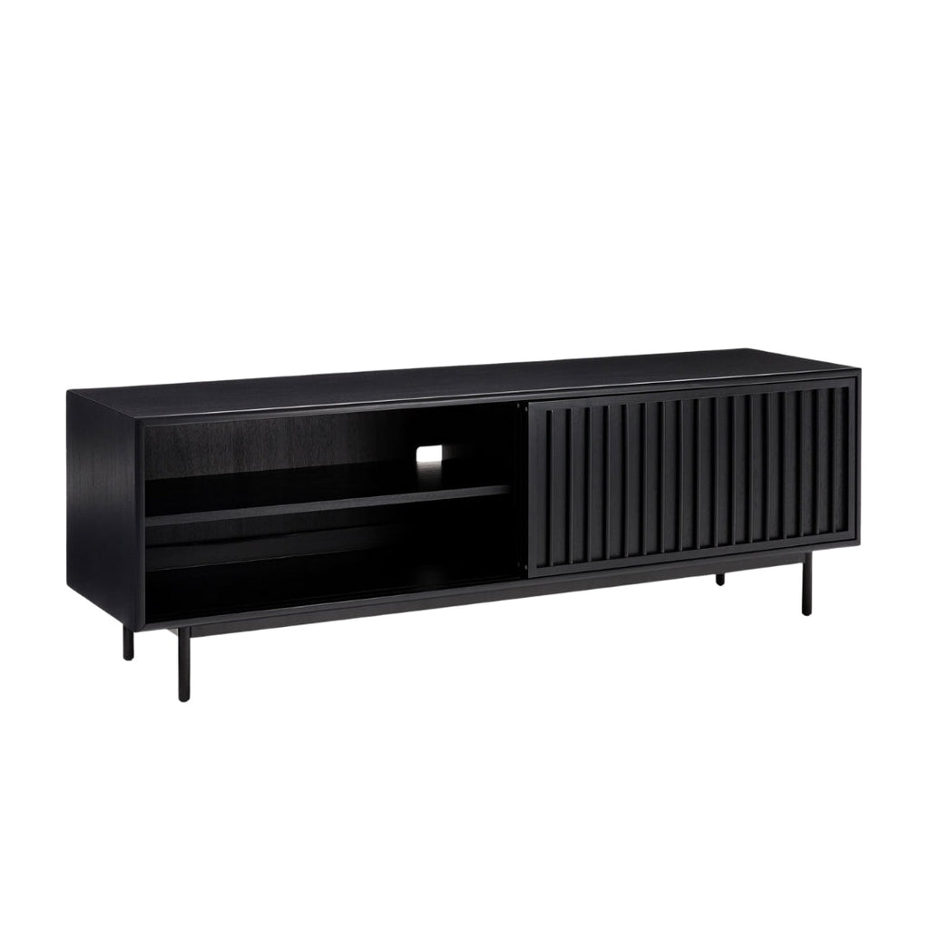 Modern Charcoal Slatted TV Unit