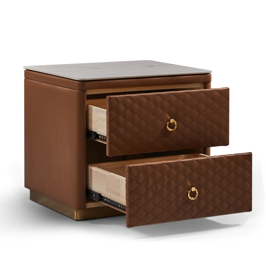 Classic Cocoa Nightstand with Gold Pulls