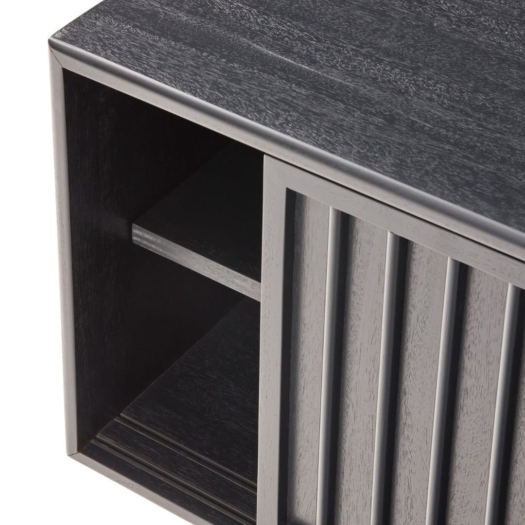 Modern Charcoal Slatted TV Unit