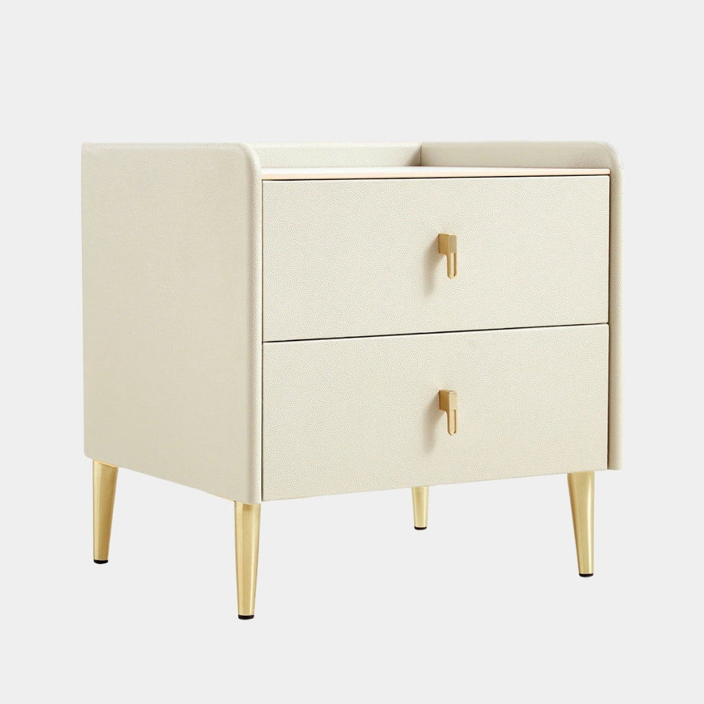 Aurora Cream Nightstand with Sleek Gold Legs
