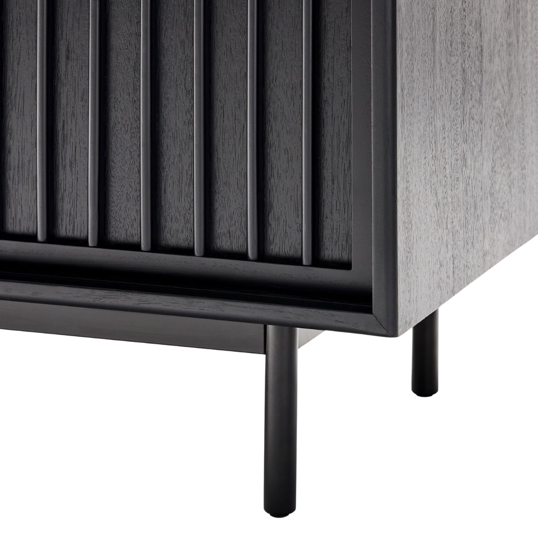 Modern Charcoal Slatted TV Unit