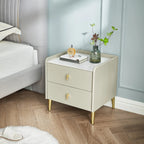 Aurora Cream Nightstand with Sleek Gold Legs