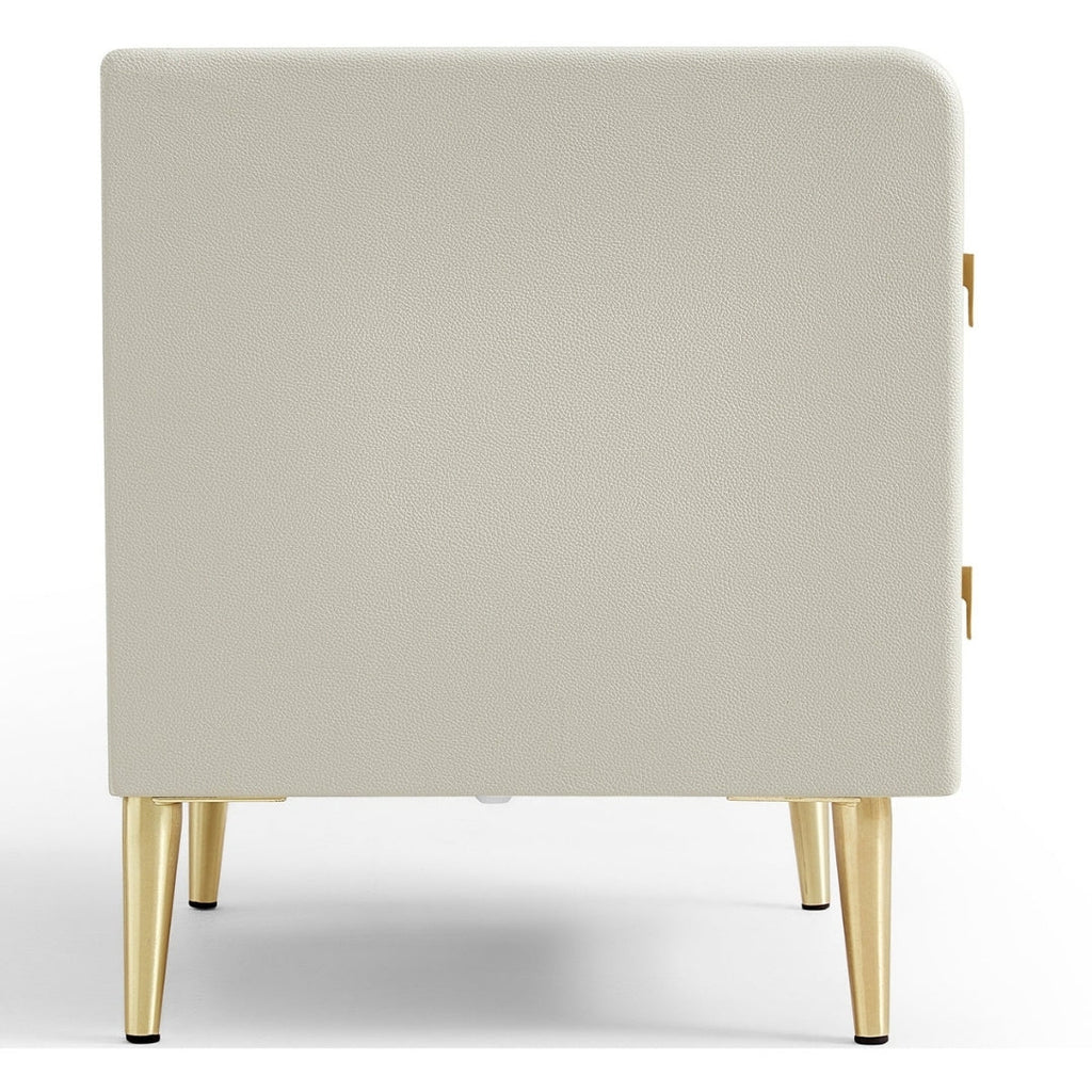 Aurora Cream Nightstand with Sleek Gold Legs