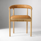 Modern Brown Leather Wooden Dining Chair