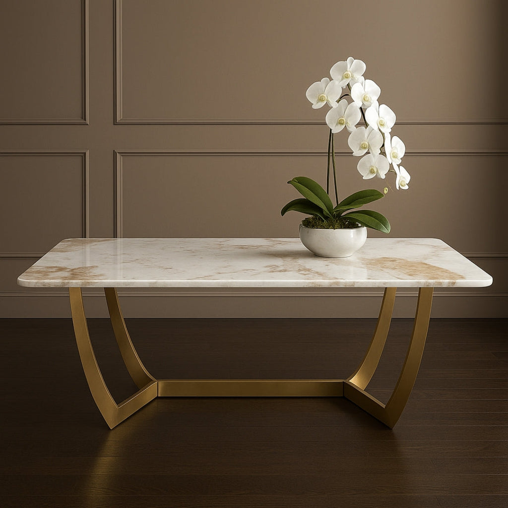 Brass-Leg Marble Coffee Table