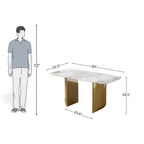 6 Seater Modern Rectangular White Marble Top Dining Table