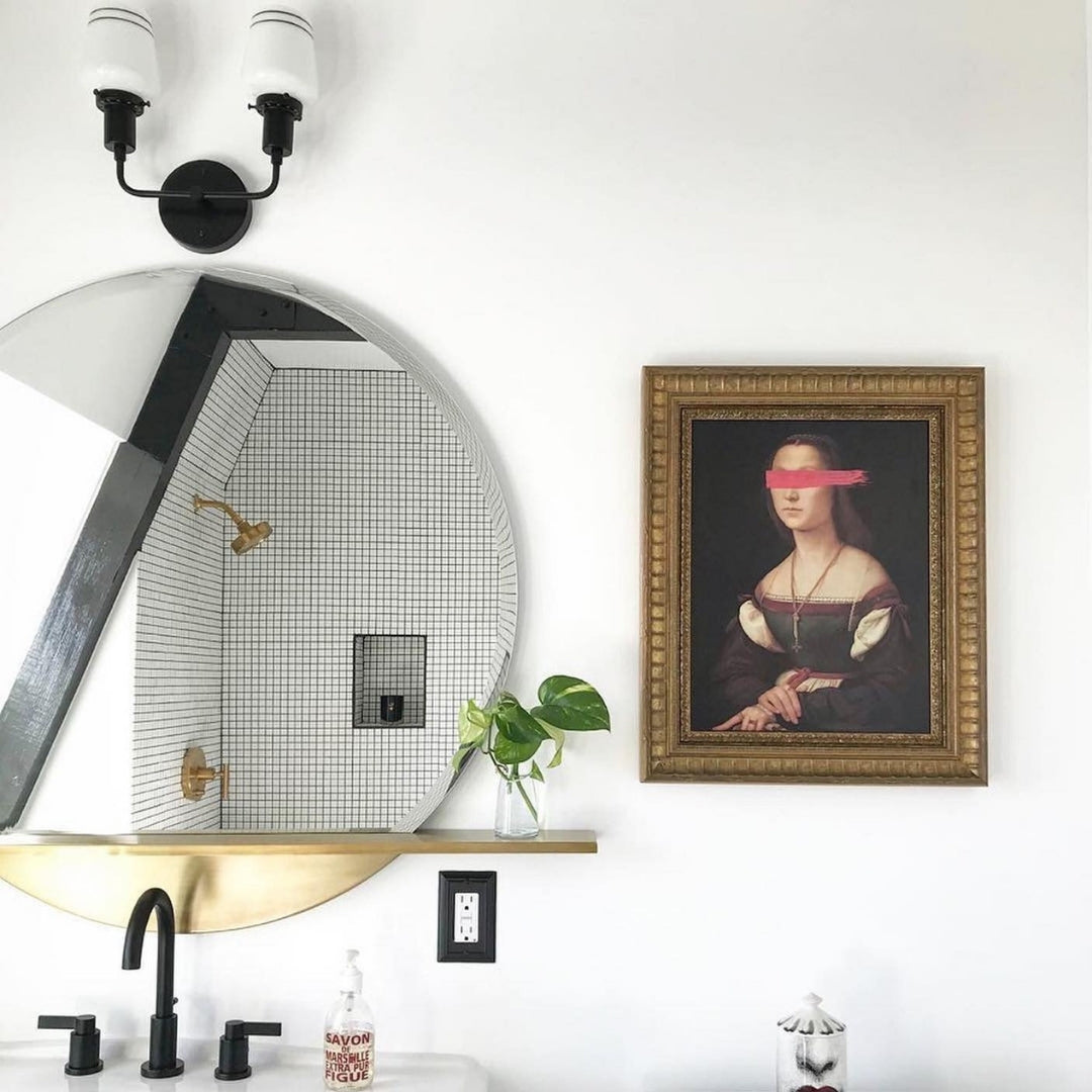 Orbit Round Mirror with Shelf