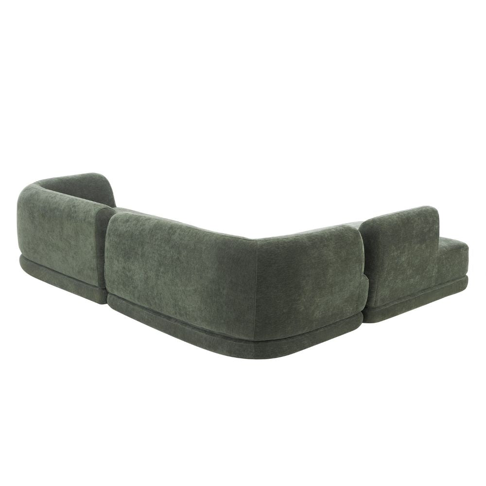 7 Seater Olive Green Upholstered L-Shape Sectional Sofa