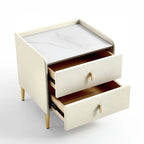 Aurora Cream Nightstand with Sleek Gold Legs