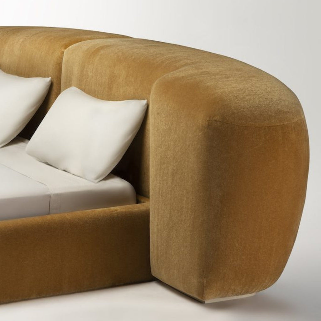 Marigold Luxe Upholstered Bed with Gentle Curve Headboard