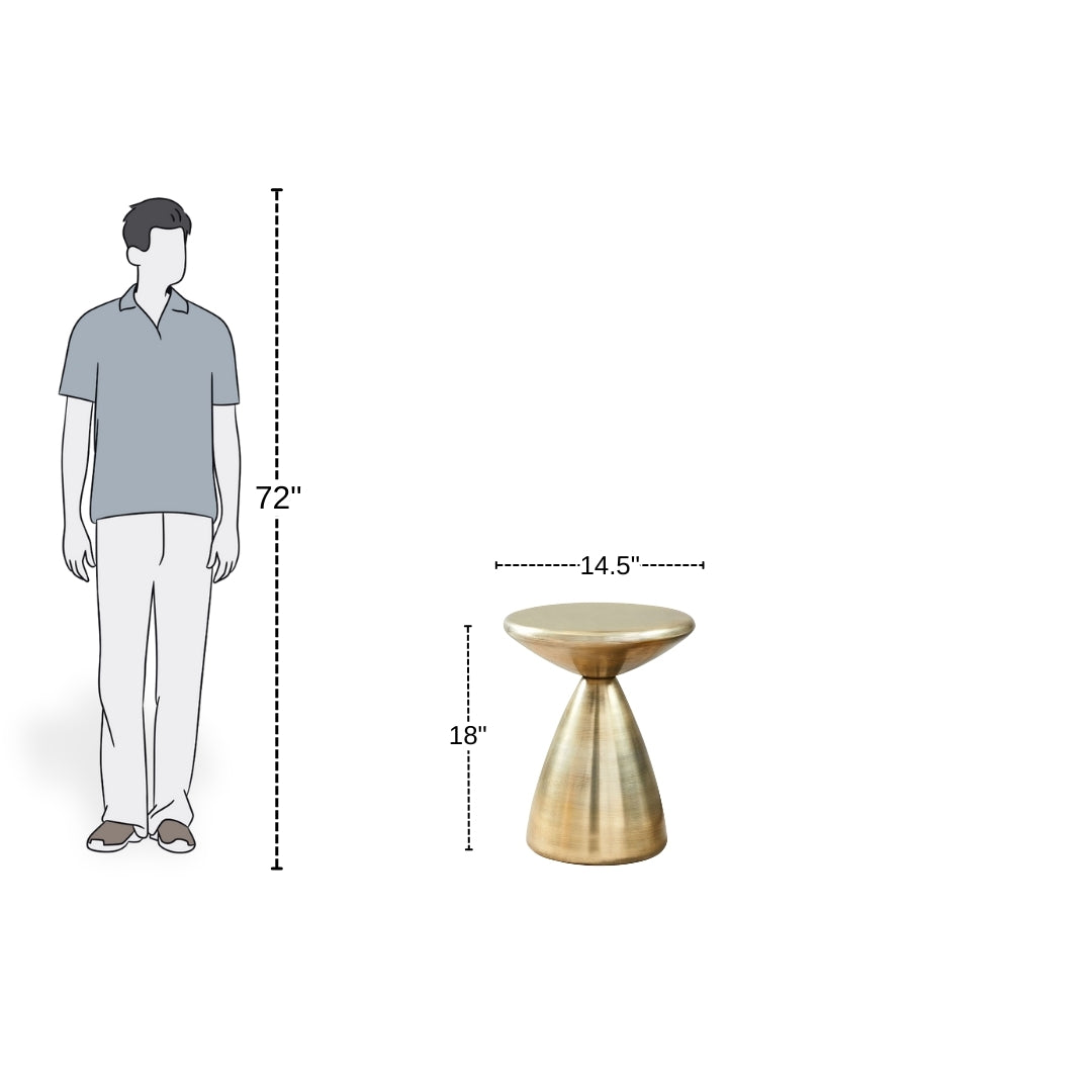 Luxe Brass Cone Side Table