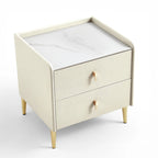 Aurora Cream Nightstand with Sleek Gold Legs