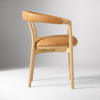 Modern Brown Leather Wooden Dining Chair