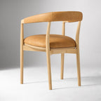 Modern Brown Leather Wooden Dining Chair