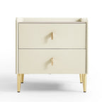 Aurora Cream Nightstand with Sleek Gold Legs
