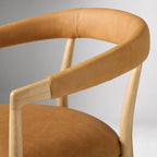 Modern Brown Leather Wooden Dining Chair