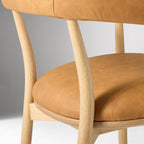 Modern Brown Leather Wooden Dining Chair