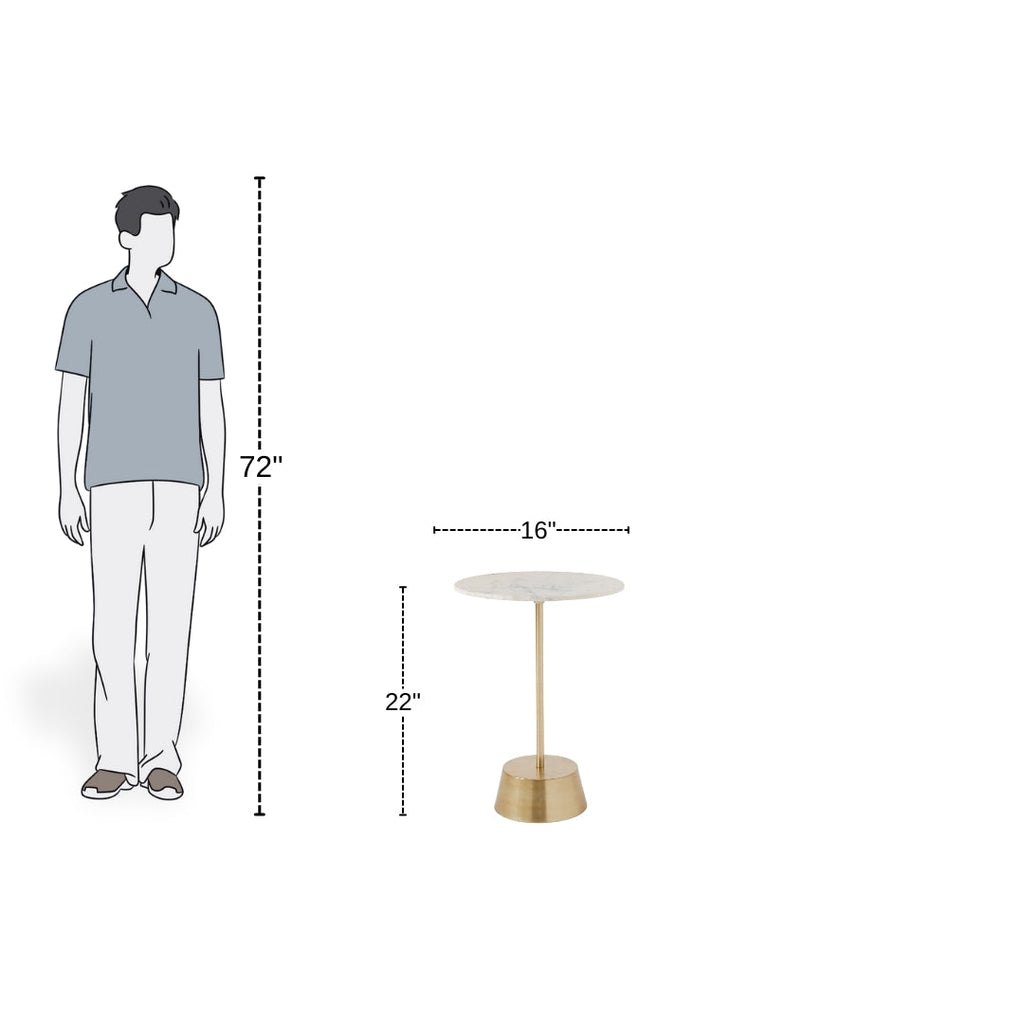 White Marble Top Pedestal Side Table